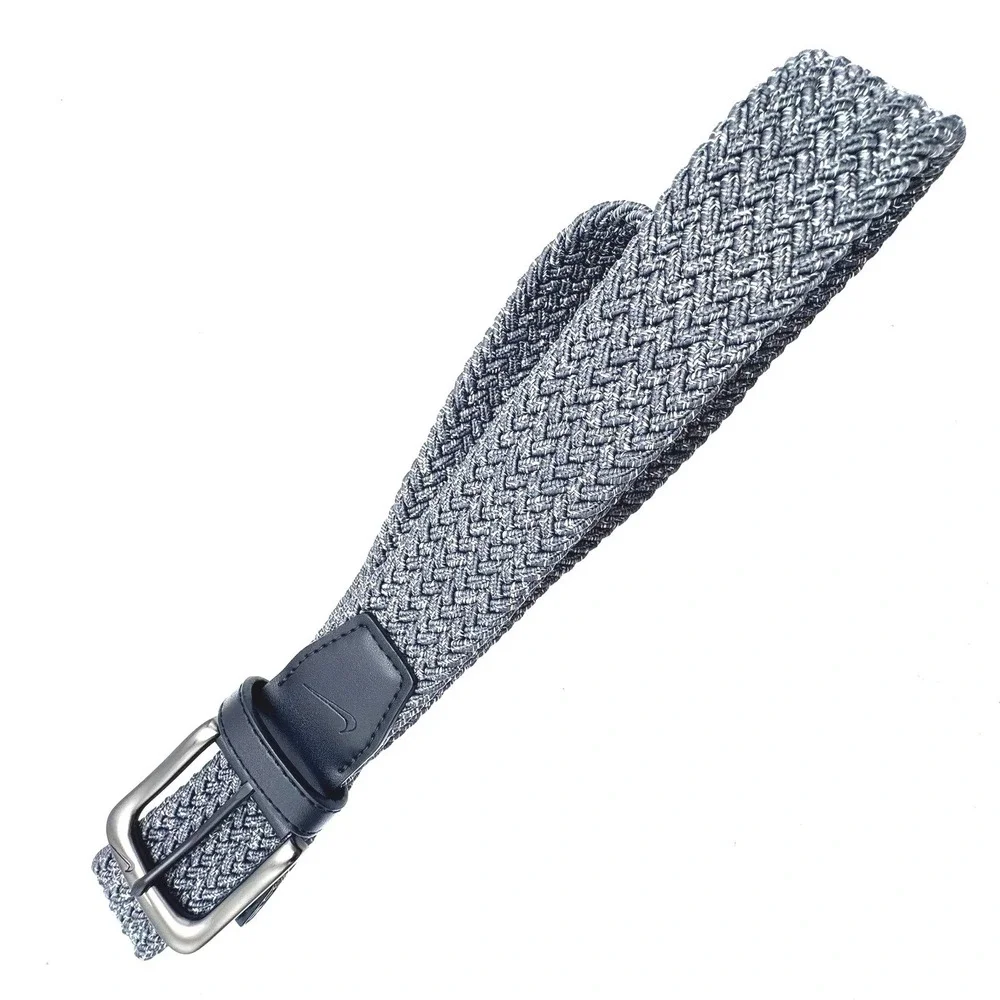 NIKE Men's Large 38-40 Gray G-Flex Woven Braided Stretch Belt Golf Adjustable